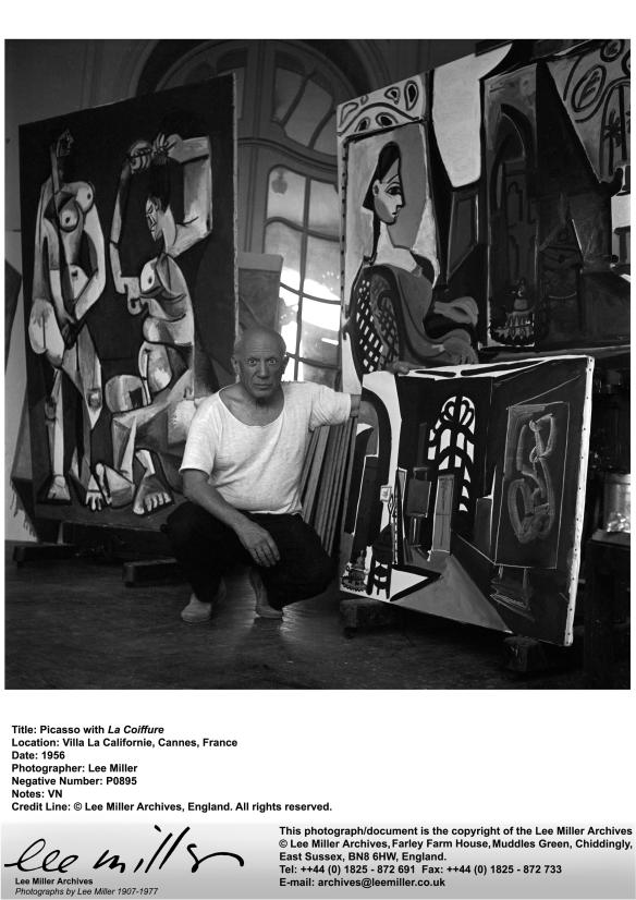 P0895, Picasso with La Coiffure, Villa La Californie, France, 1956